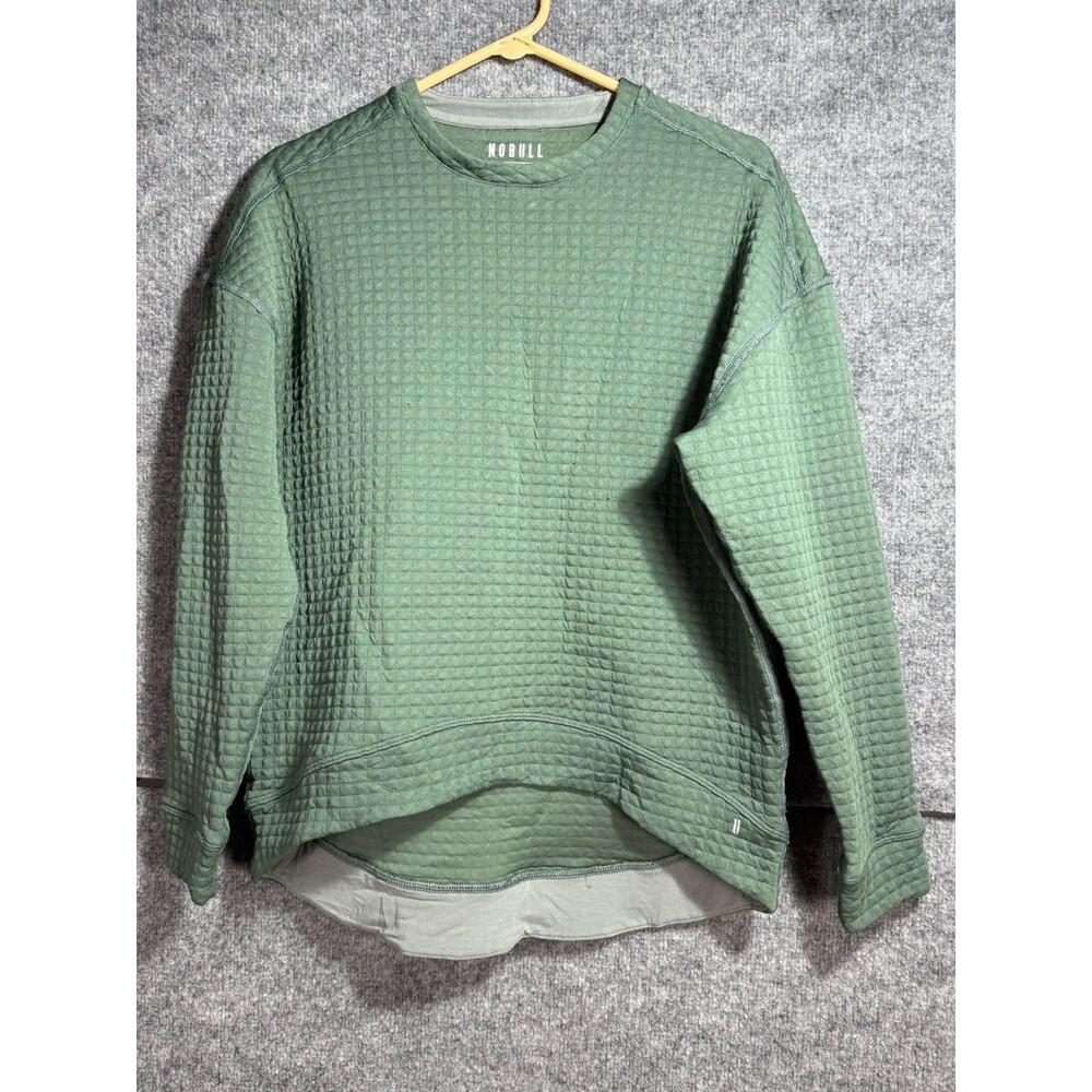 NOBULL Sweatshirt Womens Small Sage Green Quilted Crewneck Athleisure